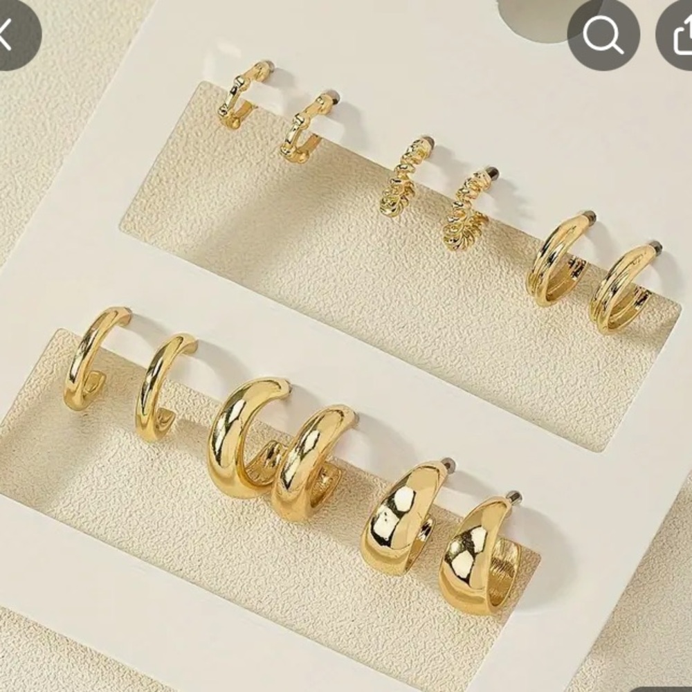 🔥10 for $100🔥 Minimalist simple hoop earrings golden set of 6